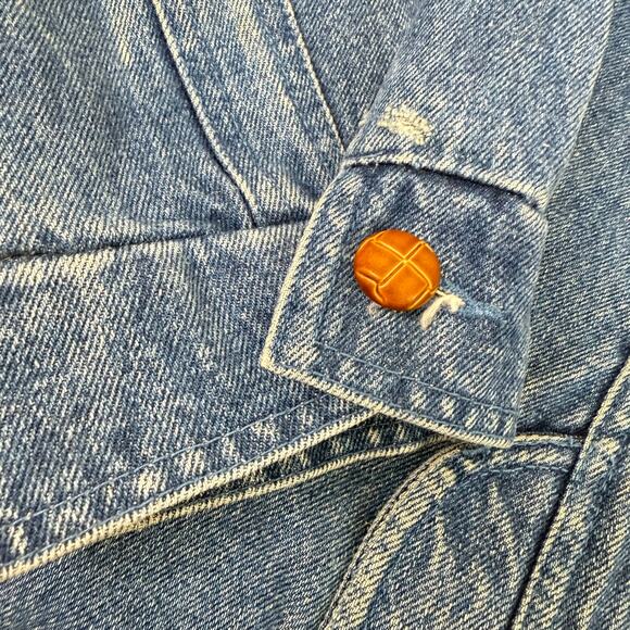 Braetan Vintage Denim Jacket Large Plaid Flannel Blue Jean 90s Hoodie Coat - Picture 7 of 10